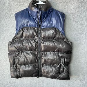 Phat Farm Vest Mens XXL Blue Black Classics‎ Puffer Jacket Full Zip Vintage 90s